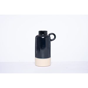 Handmade <b>Small</b> Porcelain <b>Vase</b> with Hook Handle Two Tone Color Luxury Nordic Minimalist Style Modern Tabletop Home Decoration - Product Image 1