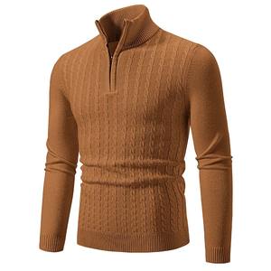 Nuevo jersey para hombre, suéter cálido de Color sólido con media cremallera, suéter de manga larga con cuello en V, sudaderas de punto para hombre, Top de invierno - Product Image 1