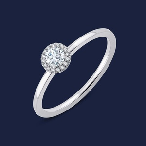 Anillo de Diamantes con Halo Redondo y Diamante Redondo Cultivado en Laboratorio GH-SI de 0.22 Quilates en Oro Sólido de 14K para Ocasiones Especiales y Fiestas - Product Image 3