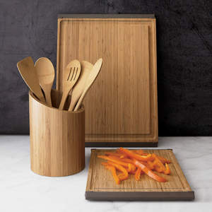 Eco-Friendly Bamboo Cooking Utensils Set 5 Pieces <b>Natural</b> Wooden Spoon Spatula Long Handle Flat Round Shape for Kitchen Use - Product Image 4
