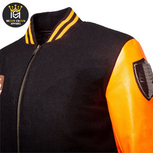 Logo personnalisé imprimé Lettermen veste Orange noir couleur OEM services pour la vente en ligne vestes d'hiver - Product Image 6