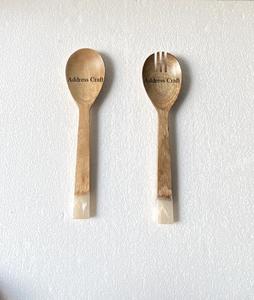 Herramienta para ensalada de madera maciza Spinner para verduras Madera de mango natural y cuchara para ensalada de resina Juego de tenedor Servidor de ensalada a precio mayorista - Product Image 6