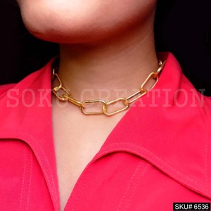 Chapado en oro elegante cadena gruesa gargantilla collar casual desgaste hecho a mano para fines de regalo al por mayor Producto de modaSKU6536 - Product Image 2