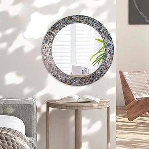 Fait à la main mosaïque vitrail incrusté luxe encadré miroir mural suspendu salle de bain salon décor à la maison miroir - Product Image 3