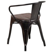 Chaise de salle à manger européenne moderne avec accoudoirs, structure en fer, assise en teck massif, durable, imperméable, écologique, mobilier de maison, villa, extérieur