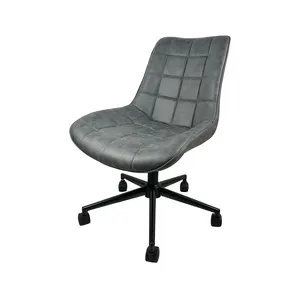 Asiento giratorio de elevación de fábrica de muebles de comedor Base de 5 estrellas de nailon con ruedas Silla DE OFICINA DE ORDENADOR ejecutiva tapizada en cuero