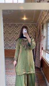Diseñador Heavy Faux Georgette 5mm manga Salwar Kameez New Party Wear Top con tela de trabajo bordada incluye Palazzo Dupatta - Product Image 4