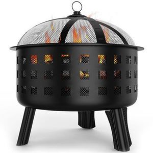 Large farmhouse style <b>cast</b> <b>iron</b> <b>fire</b> <b>pit</b> outdoor garden patio backyard rustic heating cozy gatherings evening entertainment - Product Image 1