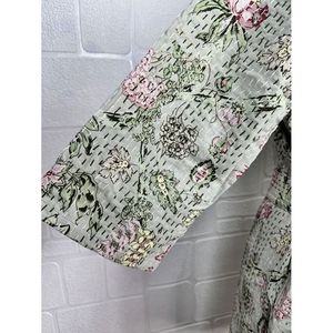 ชุดกิโมโนยาวแบบกลับด้านได้ Kantha Pur สีเขียวพาสเทล ลายสัตว์ ผ้าฝ้าย สำหรับคลุมชุดว่ายน้ำ - Product Image 3