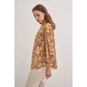 Blusa Elegante con Estampado Floral y Cuello Alto para Mujer, Oficina, Otoño - Product Image 5