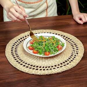 <b>Round</b> Seagrass Woven Placemats for Dining <b>Table</b> Boho <b>Rattan</b> Woven Placemats for Kitchen Parties Thanksgiving Decor From Vietnam - Product Image 4