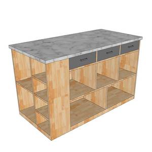 รถเข็นครัวทันสมัยขนาด 140x70x85 ซม. พร้อมไม้ยางพาราและท็อปหิน รุ่น KISL001 - Product Image 6