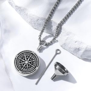Boussole en acier inoxydable crémation urne collier pour cendres coeur porte-cendres pendentif crémation bijoux cendres pour homme taille personnalisée - Product Image 3