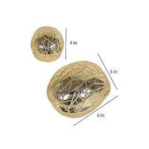 Bol rond en bois de qualité supérieure pour servir des noix et des fruits secs, avec un design de fleurs plaqué or, en provenance d'Inde - Product Image 2
