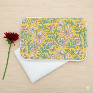 Handmade Vintage Business Style Lightweight Cotton Printed Quilted <b>Laptop</b> <b>Sleeve</b> with Zipper <b>Waterproof</b> Protection - Product Image 3