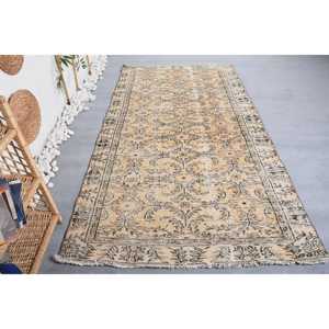 Alfombra Turca de 4,5x8,4 pies, Alfombra de Lana Beige con Diseño de Camuflaje - Product Image 1