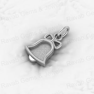 Plata de Ley 925, 16x9mm, Colgante tipo campana navideña con engaste de bisel, semimontado, para resina, cenizas o como joya de recuerdo - Product Image 6