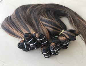 เครื่องดับเบิล Wefted เวอร์จินนุ่มและเนียนดิบอินเดียวัดสี No. 1B/30ตรงมนุษย์ผมส่วนขยายการรวมกลุ่มผมผู้ขาย - Product Image 6