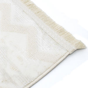 Tapis en velours turc beige lavable 8 mm, design classique tufté, polyester acrylique antidérapant, adapté aux animaux domestiques, géométrique, Turquie - Product Image 3