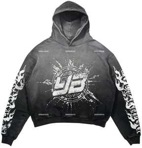 OEM Custom logo Sweatsuits Sets Stacked <b>Jogger</b> Sweat Pants Foam Puff Print <b>Zip</b> up Flared Sweatpants and Hoodie Sets - Product Image 3