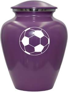 Urna de cremación de fútbol, urna funeraria personalizada para adultos humanos para amantes de los deportes, urna personalizada con bolsa de terciopelo, tamaño personalizado púrpura - Product Image 5