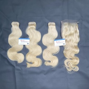 Extensions de cheveux vierges vietnamiens 100% double drawn, ondulés naturels, couleur blonde, en trame - Product Image 5