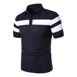 Polo décontracté pour homme à rayures contrastées, col à revers, manches longues, grande taille, style européen et américain, tendance - Product Image 2