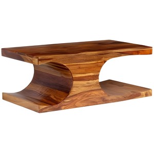 Meilleure vente de table basse en bois massif avec design incurvé unique en stock pour salons modernes - Product Image 3