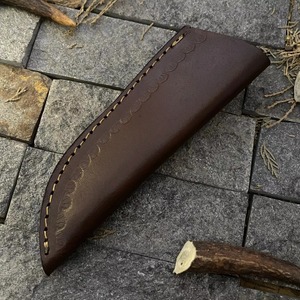 Couteau de chasse et de camping en plein air en acier damassé fait à la main avec gaine en cuir à lame fixe supporté par OEM nouveau couteau de Cowboy de conception - Product Image 6