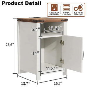 Fabricant de meubles de salon, <span class=keywords><strong>table</strong></span> d'appoint avec station de charge, lot de 2, <span class=keywords><strong>table</strong></span> d'appoint de style campagnard - Product Image 4