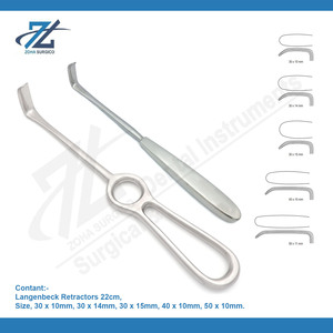 Retractor Langenbeck con mango sólido 30x15mm 22,0 cm Instrumentos quirúrgicos básicos Acero inoxidable Fabricado Pakistán - Product Image 2