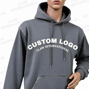 Sweat à capuche pour homme avec broderies effet vieilli, streetwear, logo personnalisé, 100% coton, coupe classique, hiver, éco-responsable - Product Image 1