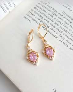 Pendientes de Plata de Ley 925 con Zafiro, Chapados en Oro de 18k, con Zafiro Rosa, Estilo Vintage, Filigrana, Regalo de Aniversario - Product Image 6