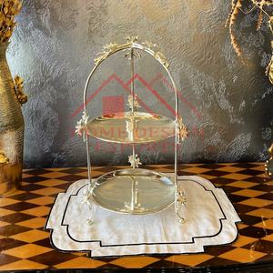 Support de gâteau décoratif en argent avec Logo personnalisé pour décor d'affichage de mariage, support de gâteau en métal à 2 niveaux, tasse de fête d'anniversaire - Product Image 2