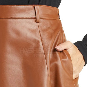 High Quality Women's Summer Genuine Leather Mini Skirt Casual <b>Elastic</b> Waist Natural Loose Soft Breathable Knitted Customizable - Product Image 5