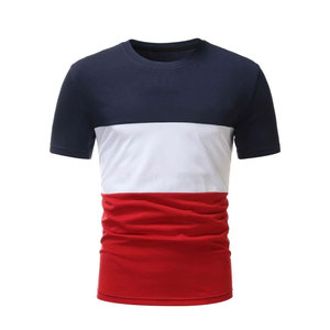Vente en gros T-shirt à blocs de couleurs 100% coton pour hommes Vêtements décontractés T-shirt de haute qualité avec logo personnalisé pour hommes - Product Image 1