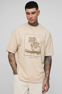 Men's <b>100</b>% Cotton <b>Polyester</b>/Cotton <b>Yarn</b> Dyed Knitted 200GSM Oversized Long T-Shirt Customized High Street Solid Blank Design - Product Image 1