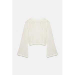 Pull court en tricot rayé à manches chauve-souris - Product Image 6