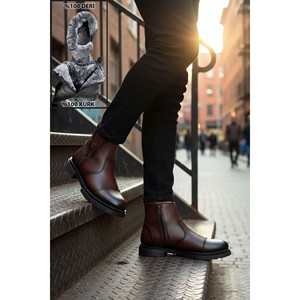 Stivali Chelsea da Uomo in Vera Pelle con Fodera in Pelliccia e Cerniera, Comfort e Stile Premium - Product Image 5