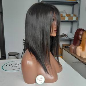 Venta al por mayor 150% 180% HD Cierre de encaje negro de las mujeres rizado Bob peluca con prearrancado suizo encaje frontal virgen cabello humano crudo - Product Image 1