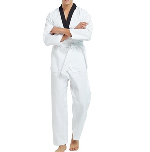 Costumes de karaté d'entraînement de combattant blanc avec logo personnalisé costumes d'arts martiaux en polyester et coton uni uniformes MMA respirants - Product Image 1