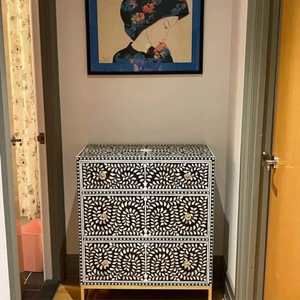 Luxury handcrafted bone inlay <b>table</b> floral pattern handmade furniture exporter and wholesale supplier - Product Image 1