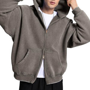 Sweats à capuche pour hommes les plus vendus avec un nouveau design coupe surdimensionnée fermeture à glissière complète fabriqués au Pakistan bas quantité minimale de commande vente en gros sweats à capuche lavés à l'acide - Product Image 4