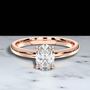 1.17 carats F-G/VS Lab Grown Oval Diamond Prong Set Solitaire Bague de fiançailles 10K/14K/18K plaqué or massif pour femme - Product Image 2