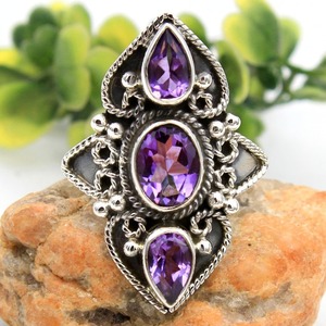 Meilleur design classique fait à la main améthyste pierres précieuses Cabochon bague plaqué rhodium 925 argent Sterling estampillé bijoux de mode - Product Image 2