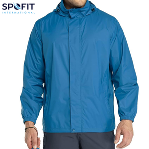 Fabricante al por mayor de color personalizado impermeable a prueba de viento bombardero lluvia chaquetas cierre de cremallera capucha frontal actividades al aire libre - Product Image 6