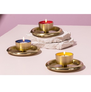 Royal Look Metal Tealight <b>Candle</b> <b>Holder</b> With Round Plate Enamel Color for Home & Christmas Lighting Decoration - Product Image 1