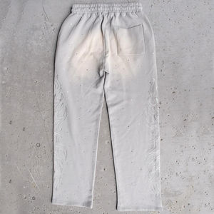 Pantalones de chándal con diamantes de imitación lavados al sol descoloridos vintage personalizados para hombres logotipo bordado algodón grueso estilo informal servicio OEM - Product Image 5