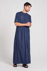 Thobe / Thawb venta al por mayor de alta calidad árabe de los hombres Thobes Eid Abaya manga corta Thobe musulmán de gran tamaño Abaya para hombres - Product Image 4