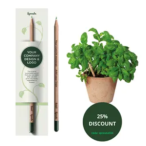 Sprout Colour Pencils Basil Green Customized Made From Certified Wood Plantable Pencil Business Gifts